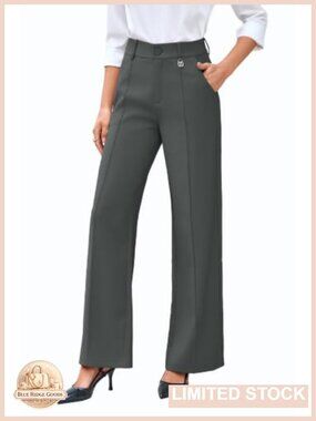 High Waisted Wide Leg Dress Pants Stretchy Business Casual Trousers